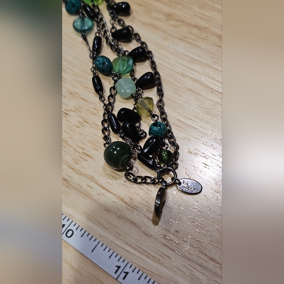 Lia Sophia Multi-Strand "Herb Garden" Green Glass Resin Beaded Necklace 17-20in - Picture 11 of 12